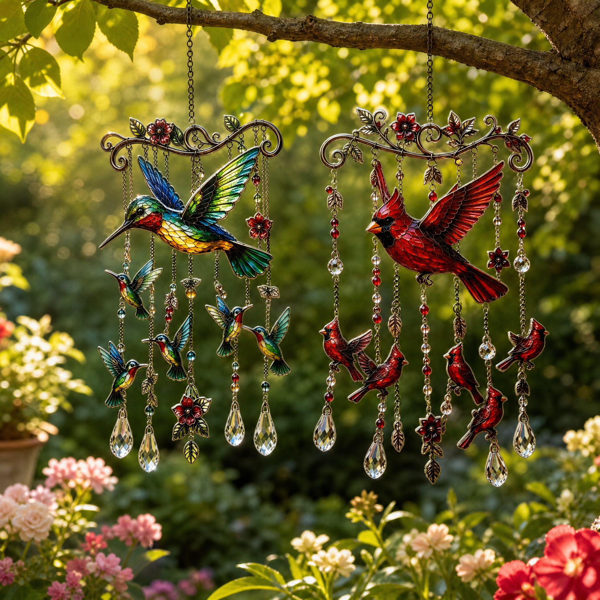 Zwei Windspiele im Garten