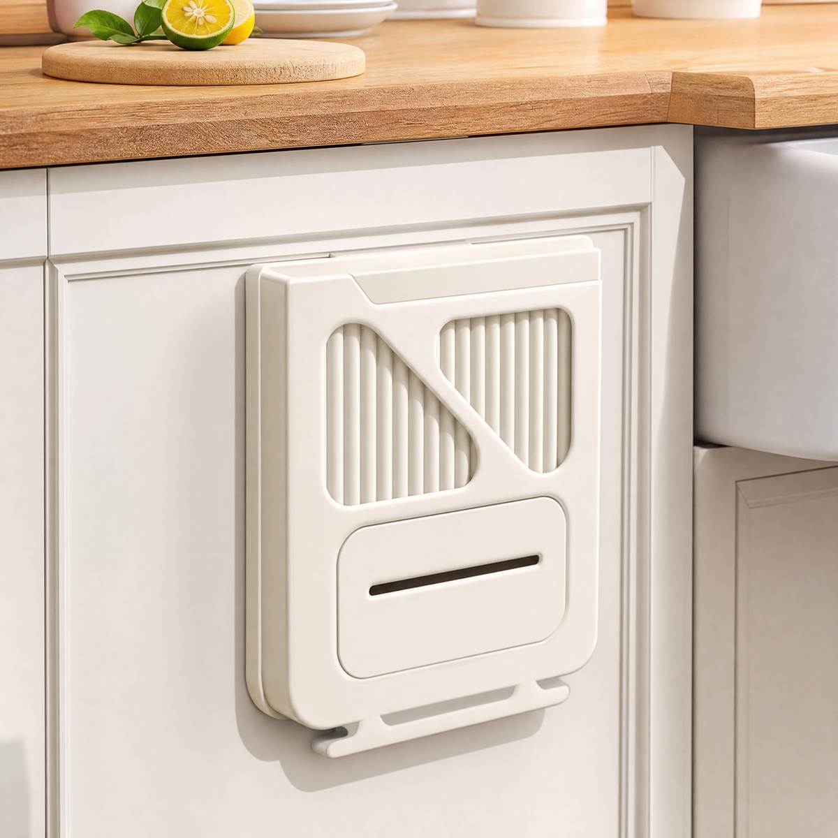 KlappBin zugeklappt Beige/Weiss