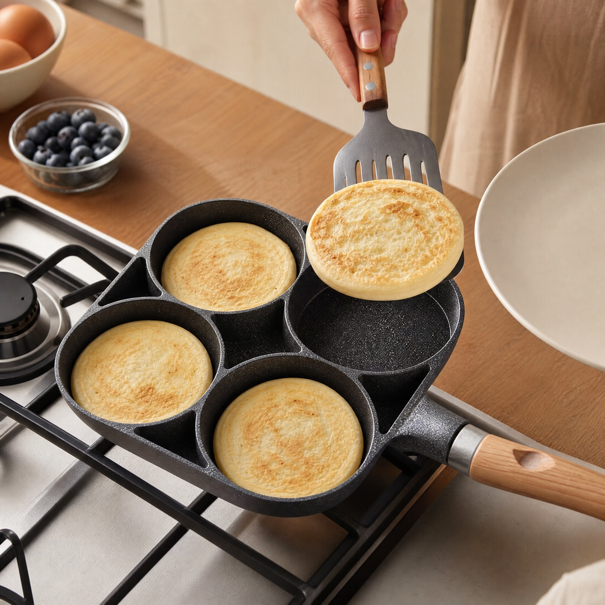 4 Mulden servieren Pancake